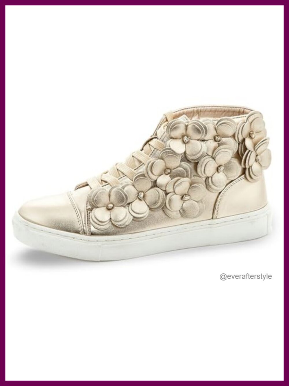 90s Faux Leather Chunky High-Top Sneakers with 3D Flowers Lace-Up Platform Shoes